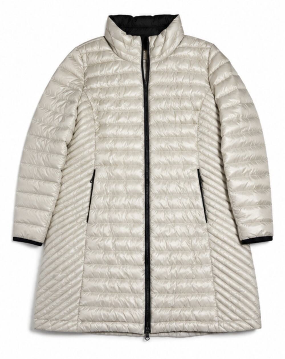 Duluth Trading Co Women’s 1X Down Right Long Puffer Coat Ivory 90% Duck Down
